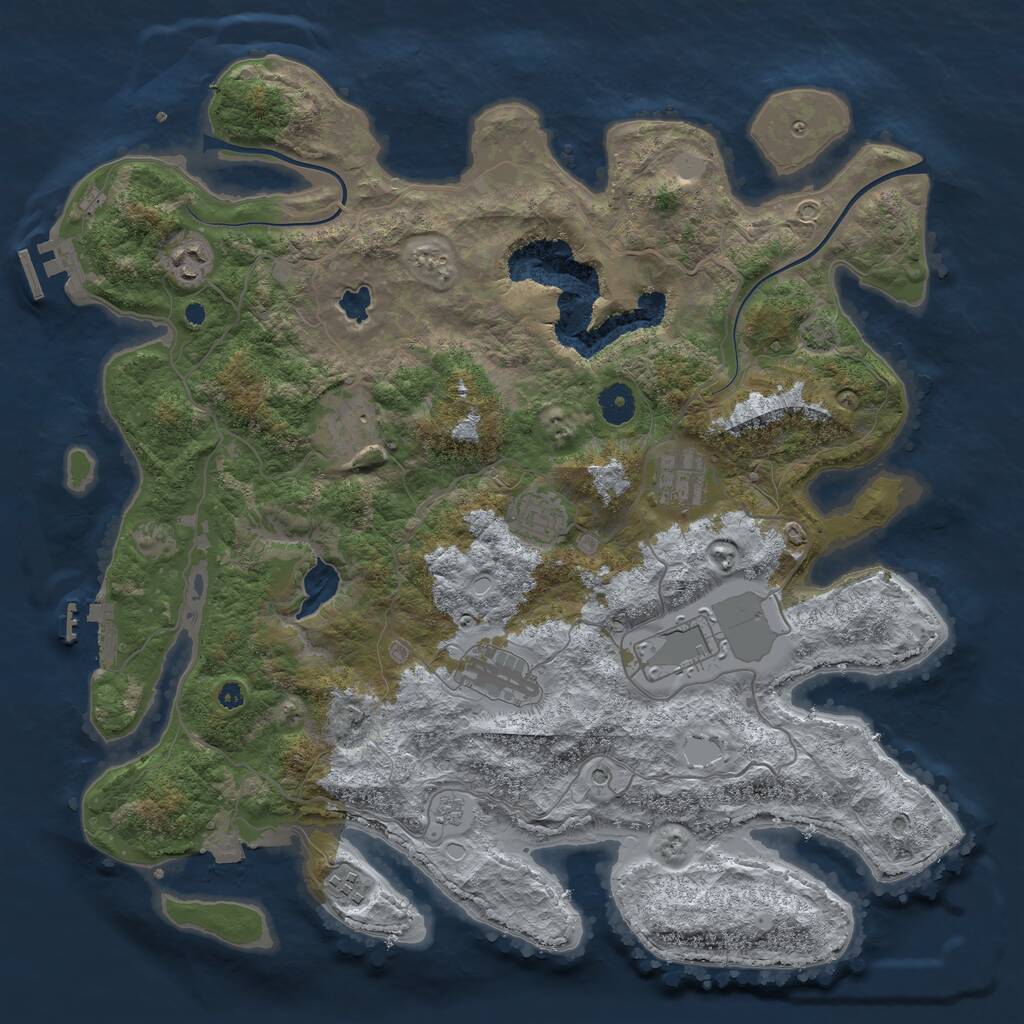 Rust Map: Procedural Map, Size: 4000, Seed: 1042020, 13 Monuments