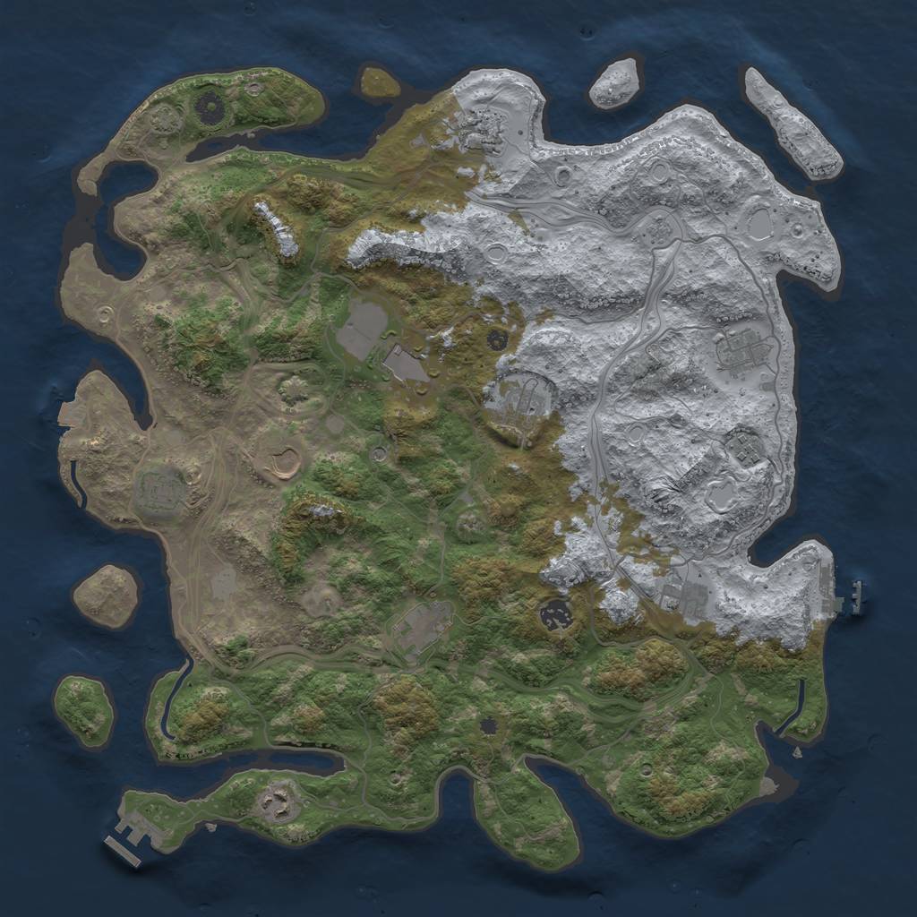 Rust Map: Procedural Map, Size: 4400, Seed: 64534523, 19 Monuments