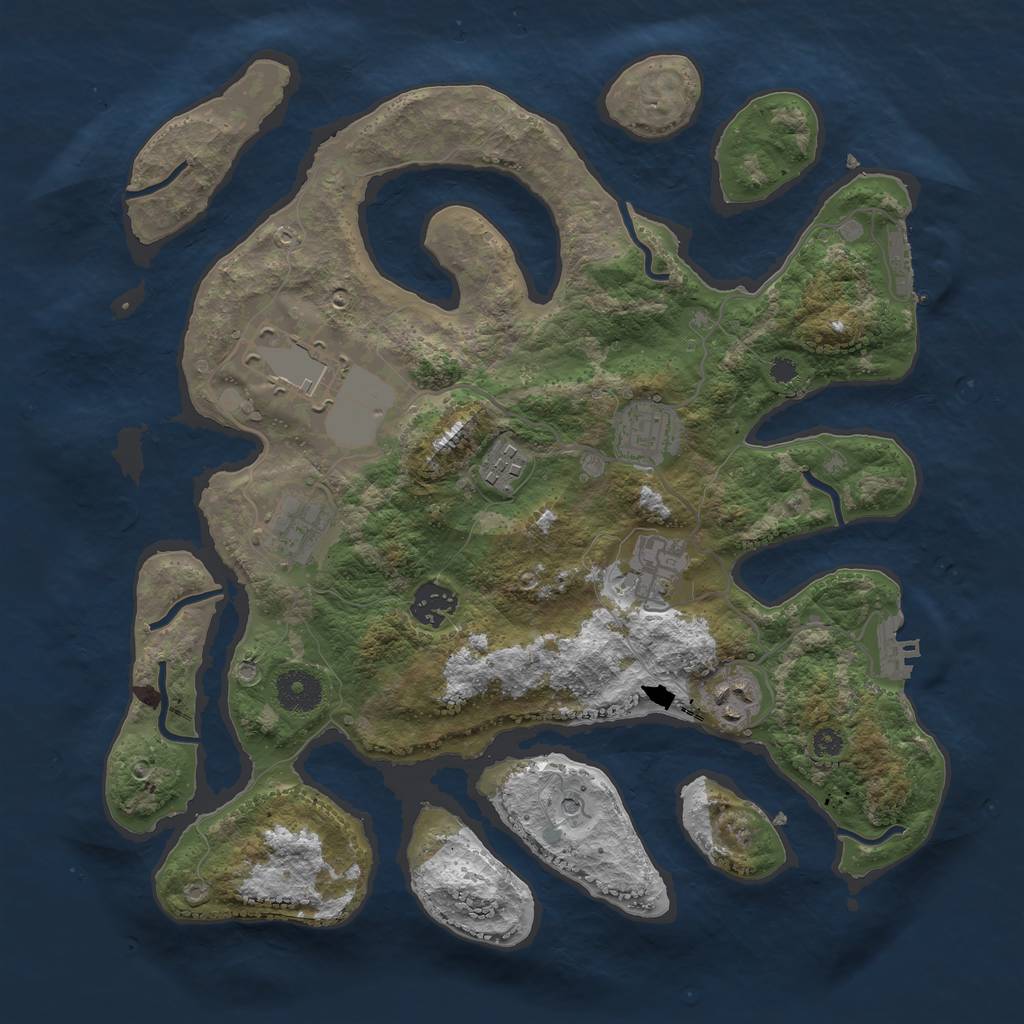 Rust Map: Procedural Map, Size: 3500, Seed: 784927, 12 Monuments