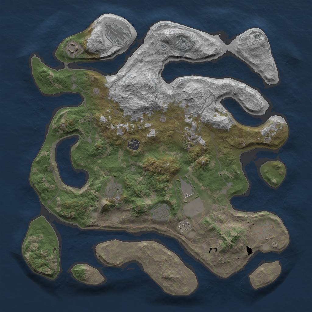 Rust Map: Barren, Size: 4000, Seed: 6767, 12 Monuments