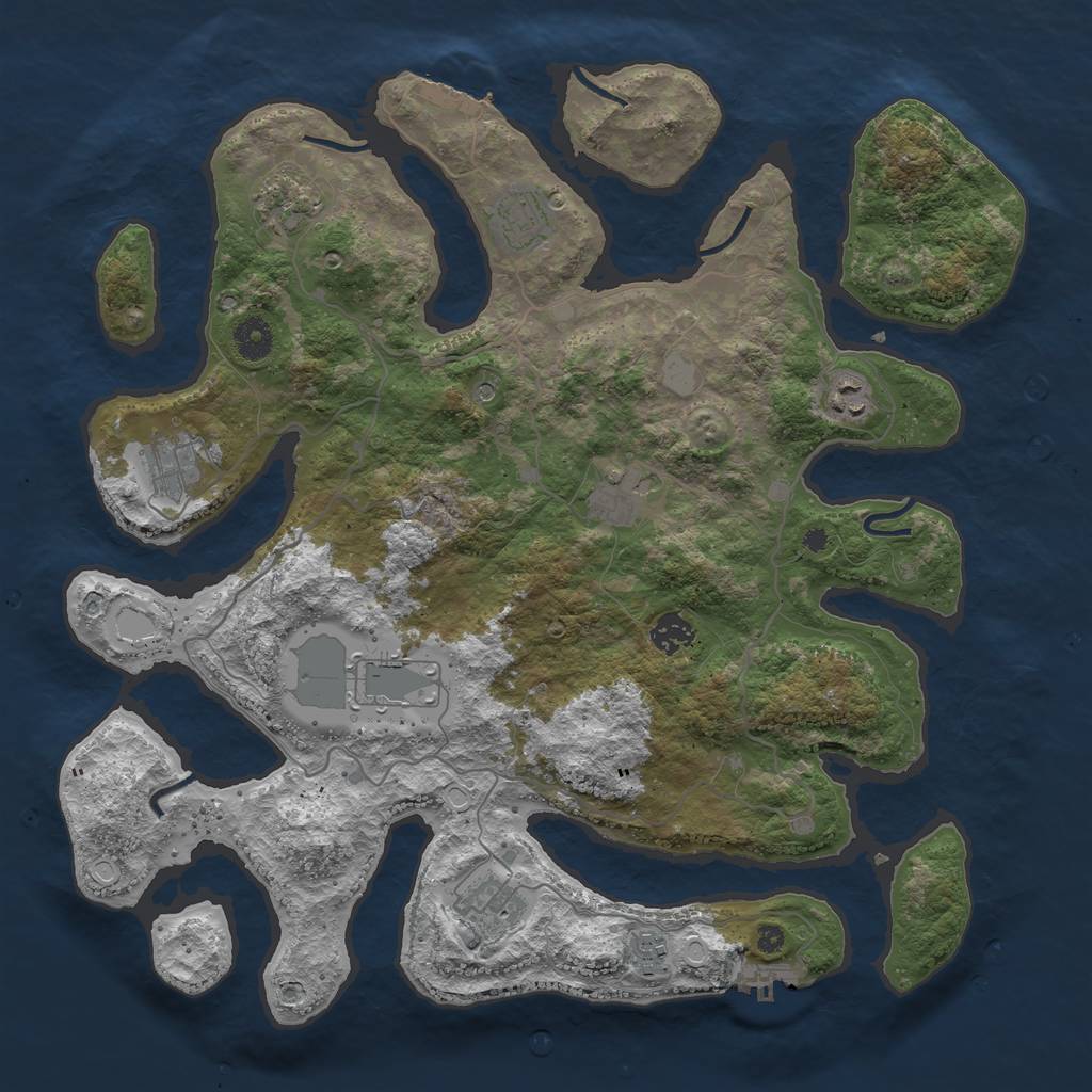 Rust Map: Procedural Map, Size: 4000, Seed: 2366405, 17 Monuments