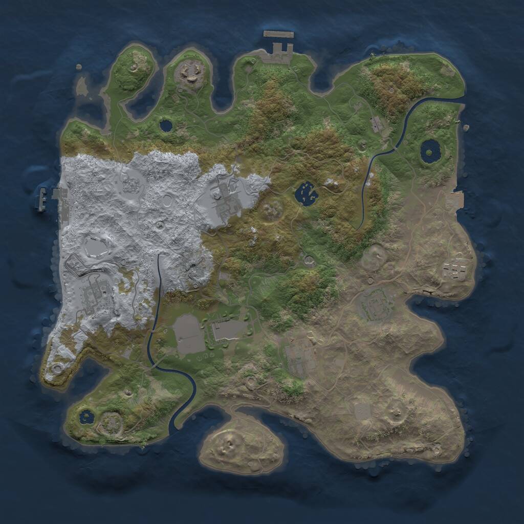 Rust Map: Procedural Map, Size: 3500, Seed: 788599, 14 Monuments