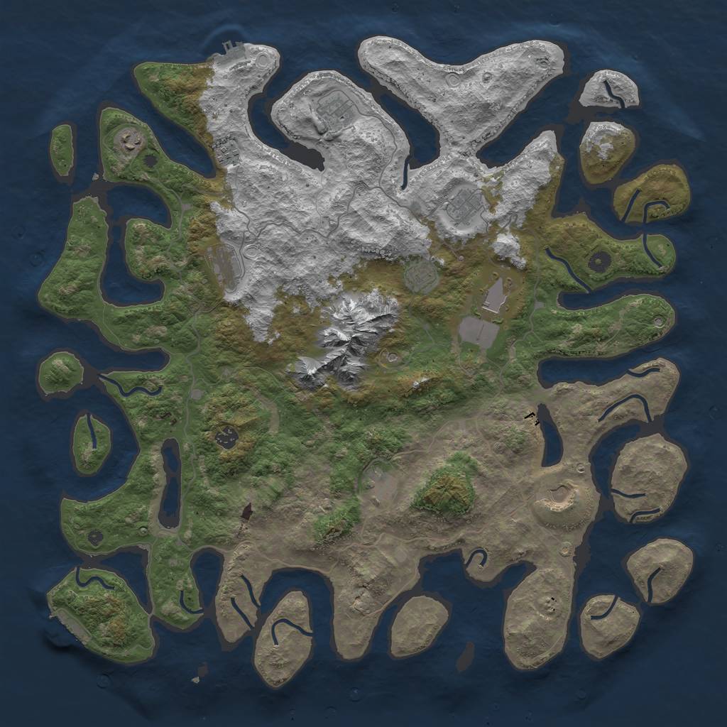 Rust Map: Procedural Map, Size: 5000, Seed: 250, 18 Monuments