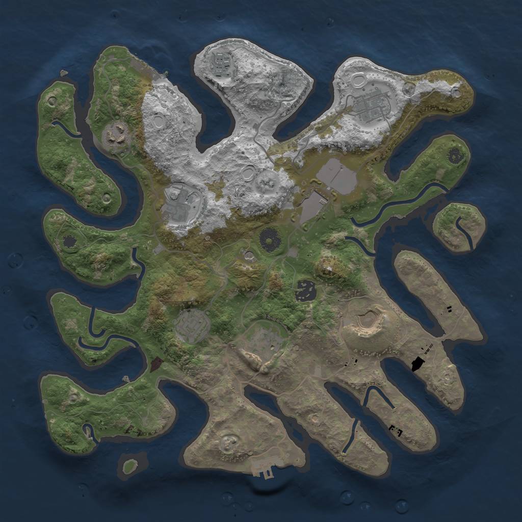 Rust Map: Procedural Map, Size: 3500, Seed: 254, 17 Monuments