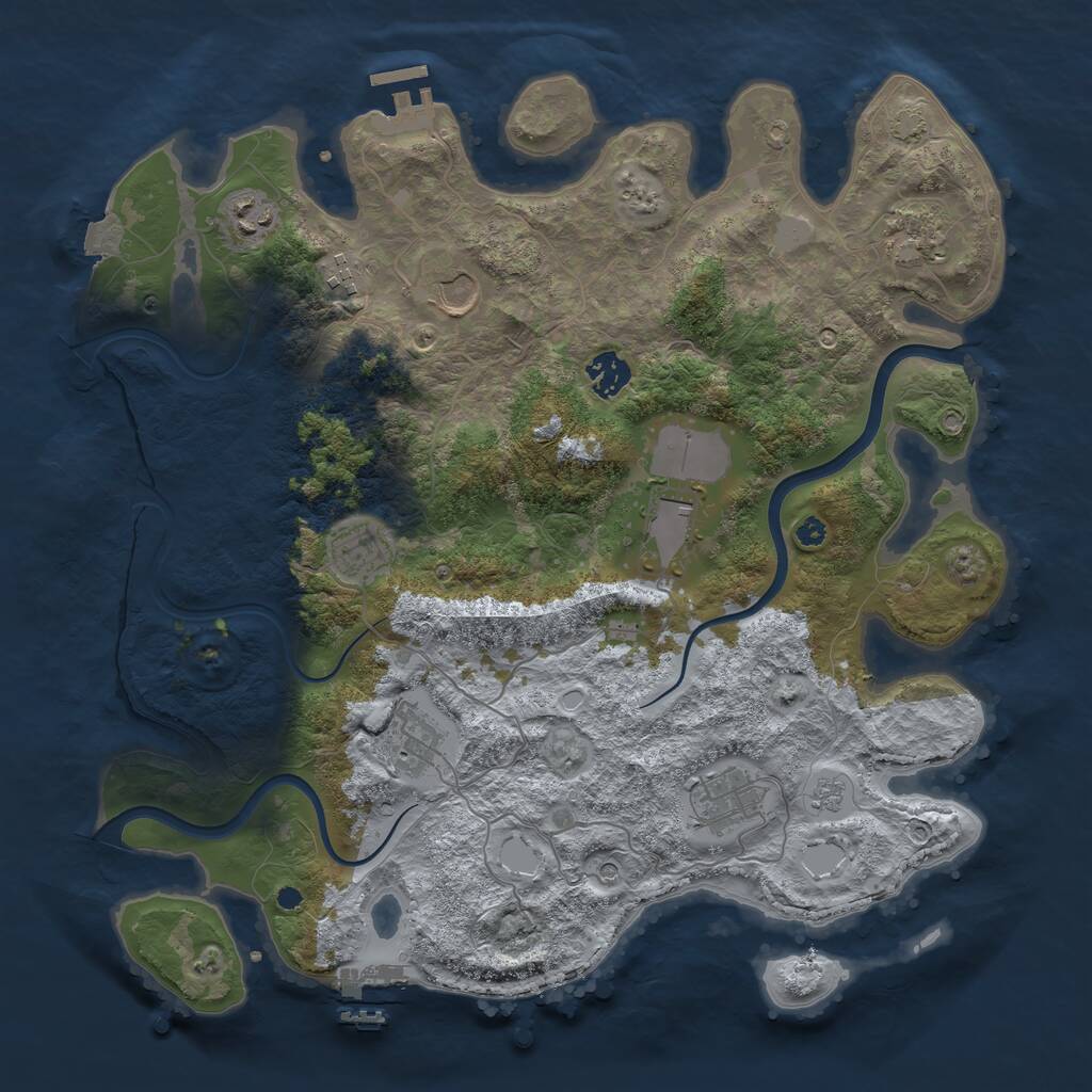 Rust Map: Procedural Map, Size: 3800, Seed: 1627574664, 15 Monuments