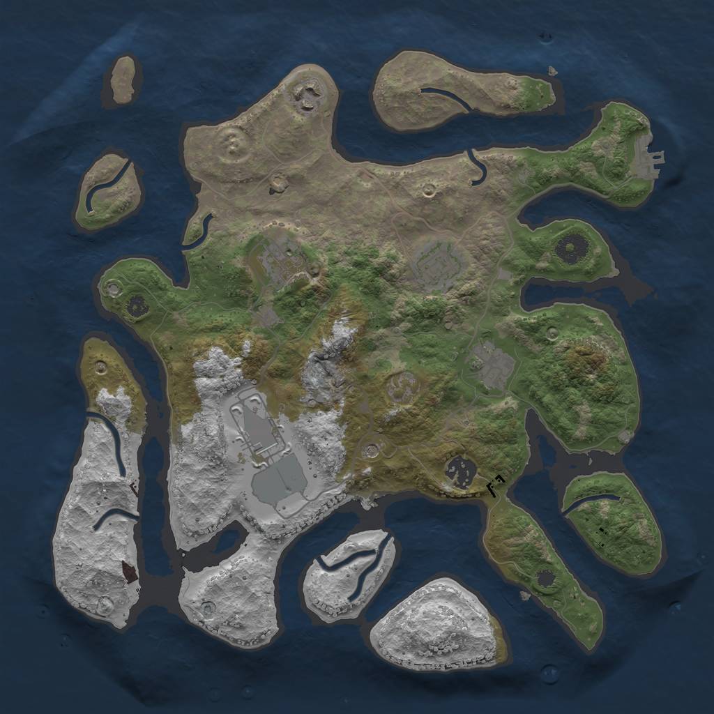 Rust Map: Procedural Map, Size: 3500, Seed: 723543329, 10 Monuments