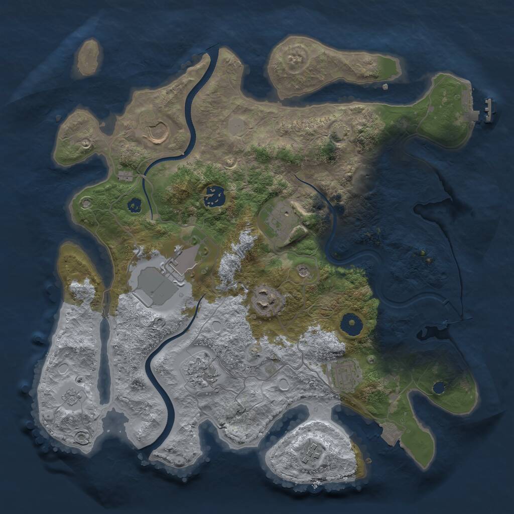 Rust Map: Procedural Map, Size: 3500, Seed: 723543329, 13 Monuments