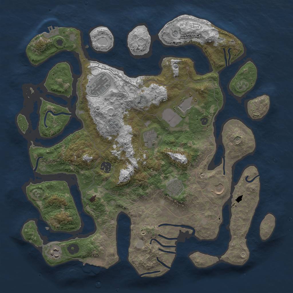 Rust Map: Procedural Map, Size: 4000, Seed: 132825, 16 Monuments