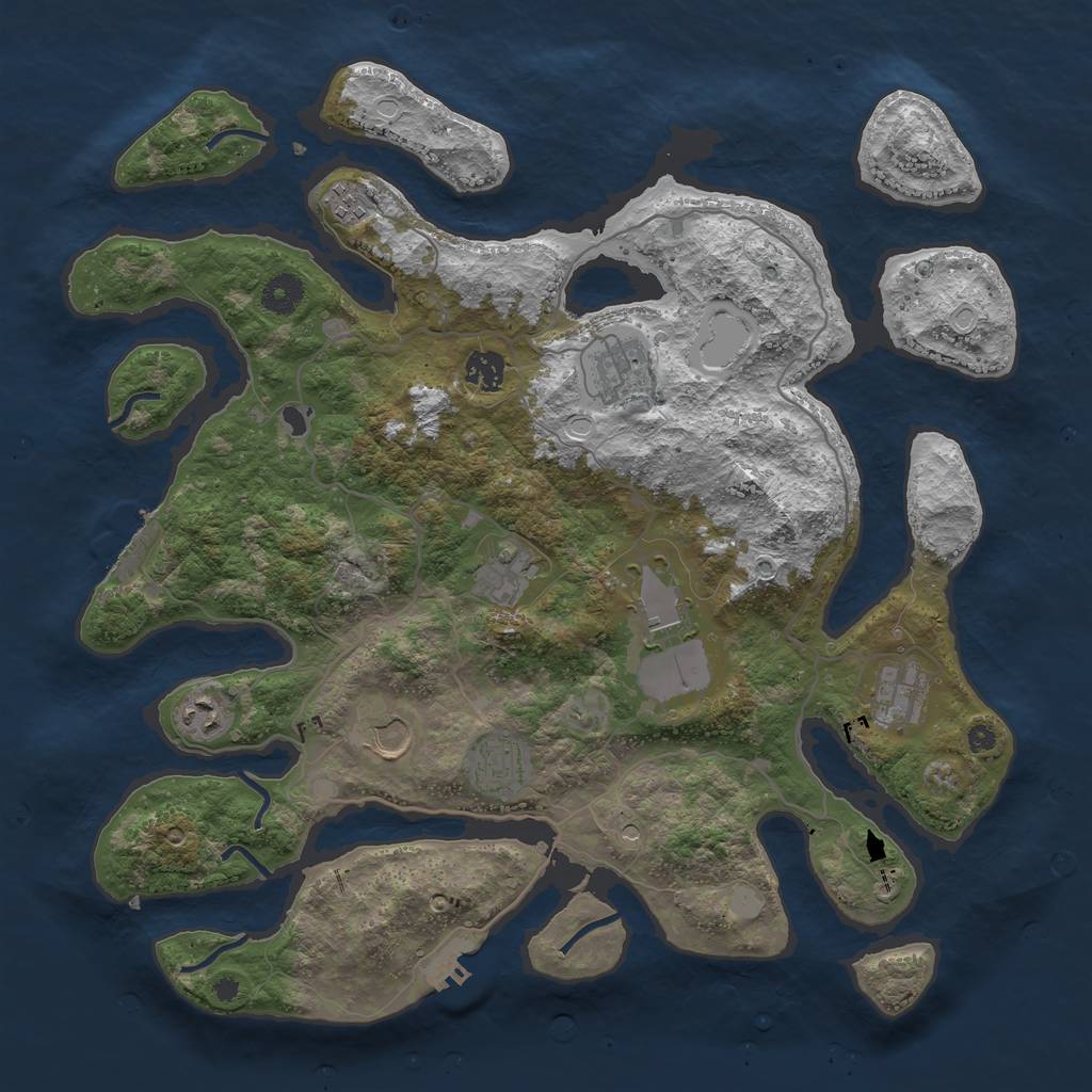 Rust Map: Procedural Map, Size: 4000, Seed: 1594, 17 Monuments