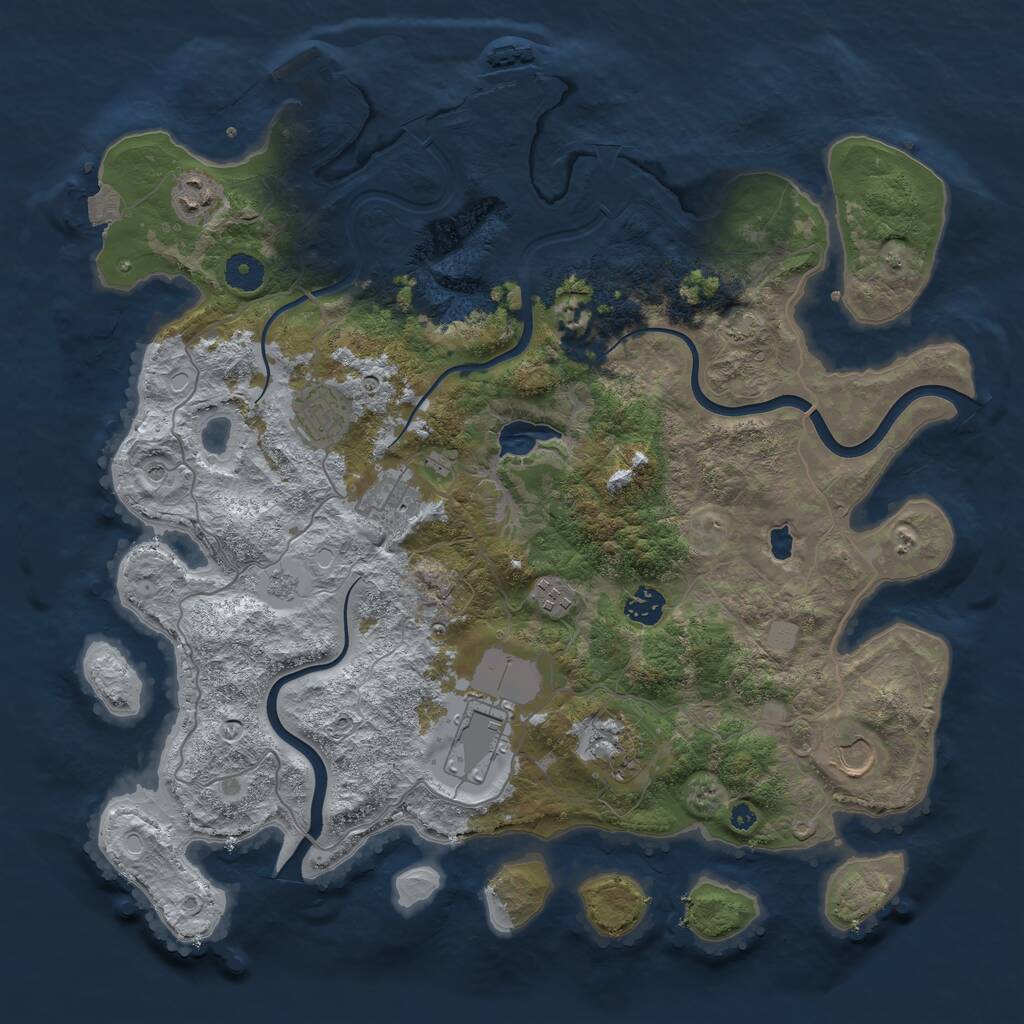 Rust Map: Procedural Map, Size: 4000, Seed: 1691, 14 Monuments