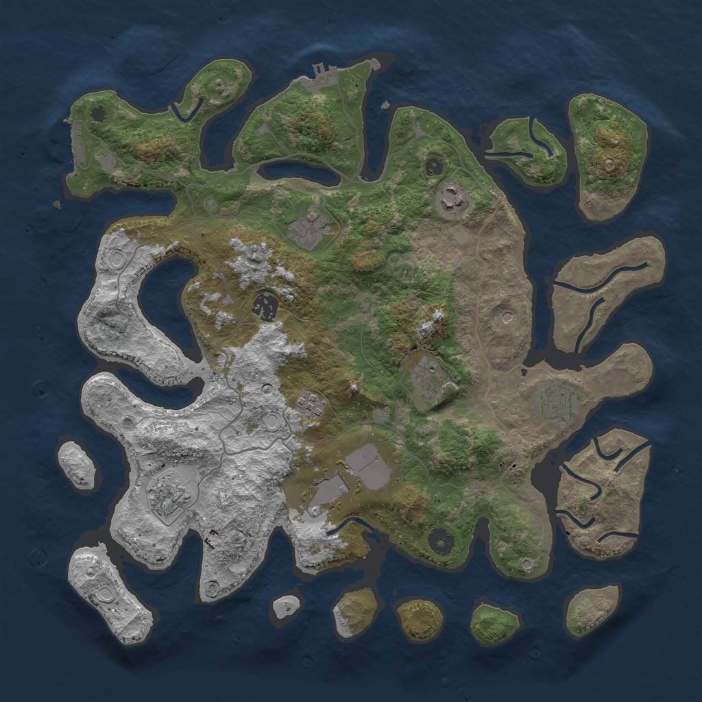 Rust Map: Procedural Map, Size: 4000, Seed: 1691, 16 Monuments