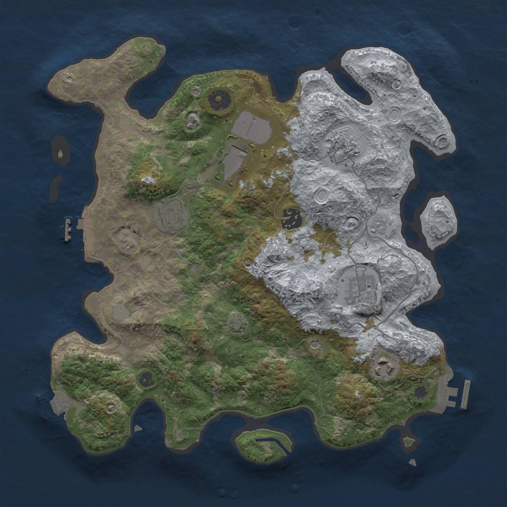 Rust Map: Procedural Map, Size: 3500, Seed: 201701501, 14 Monuments