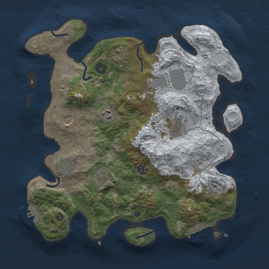 Rust Map: Procedural Map, Size: 3500, Seed: 201701501, 17 Monuments