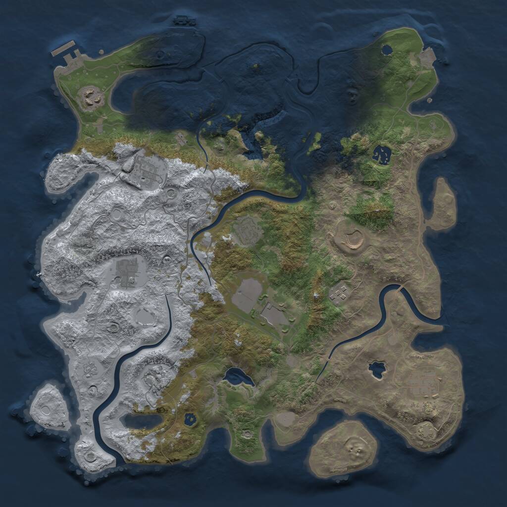 Rust Map: Procedural Map, Size: 4000, Seed: 300, 16 Monuments