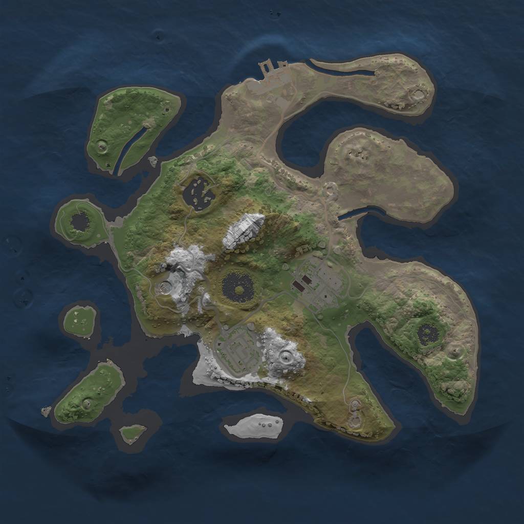 Rust Map: Procedural Map, Size: 2500, Seed: 1280000, 7 Monuments