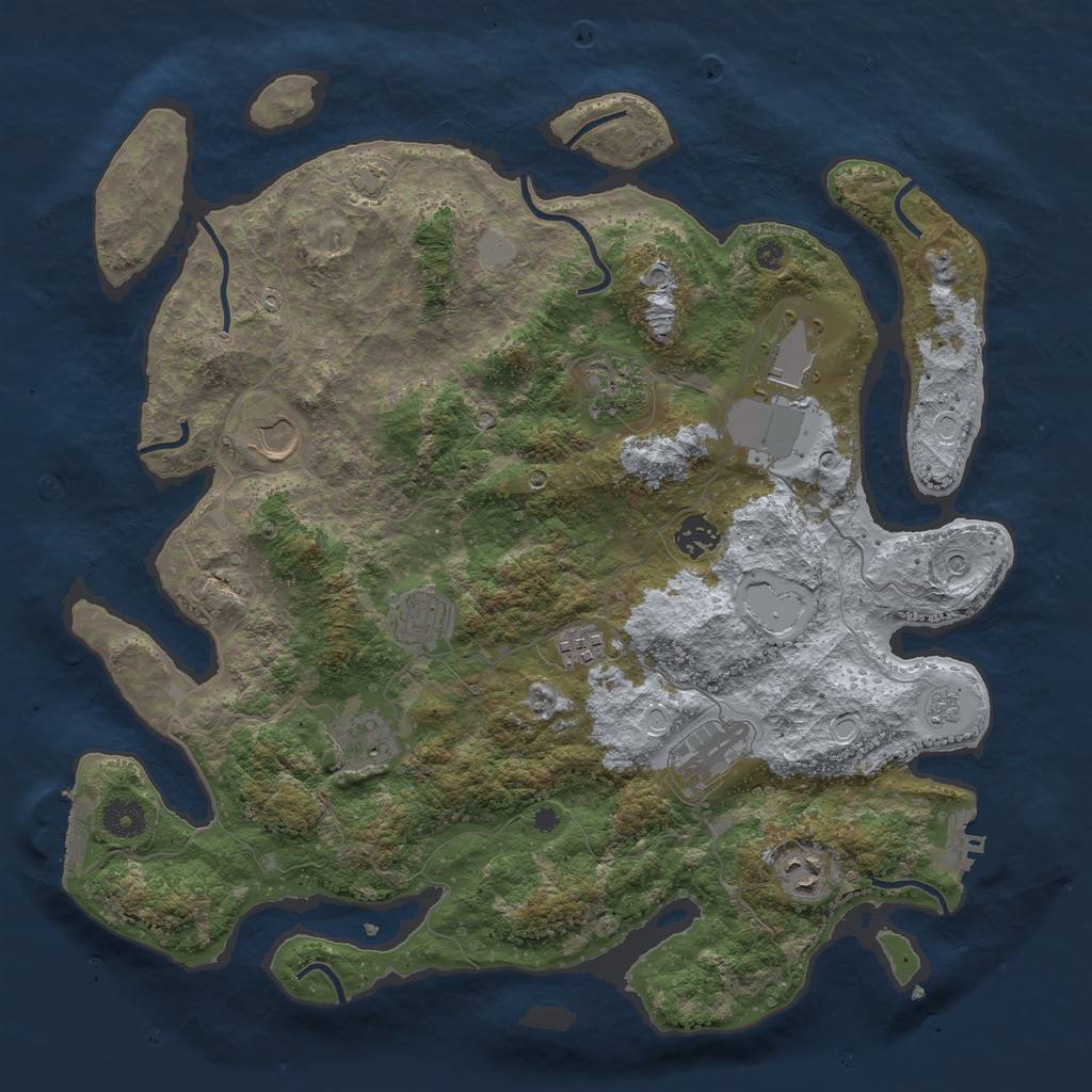 Rust Map: Procedural Map, Size: 3900, Seed: 530295, 17 Monuments