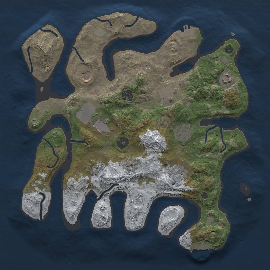 Rust Map: Procedural Map, Size: 3500, Seed: 79243173, 17 Monuments