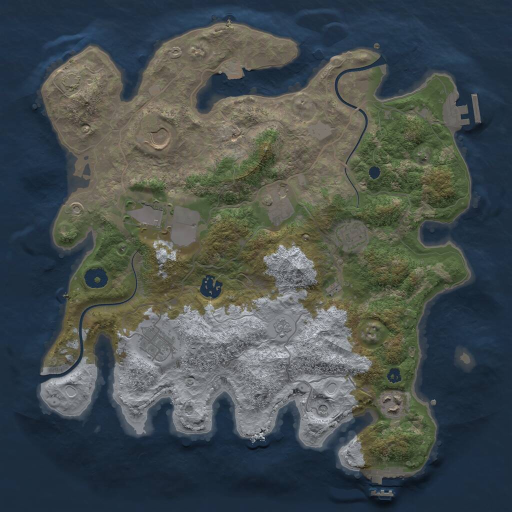 Rust Map: Procedural Map, Size: 3500, Seed: 79243173, 13 Monuments