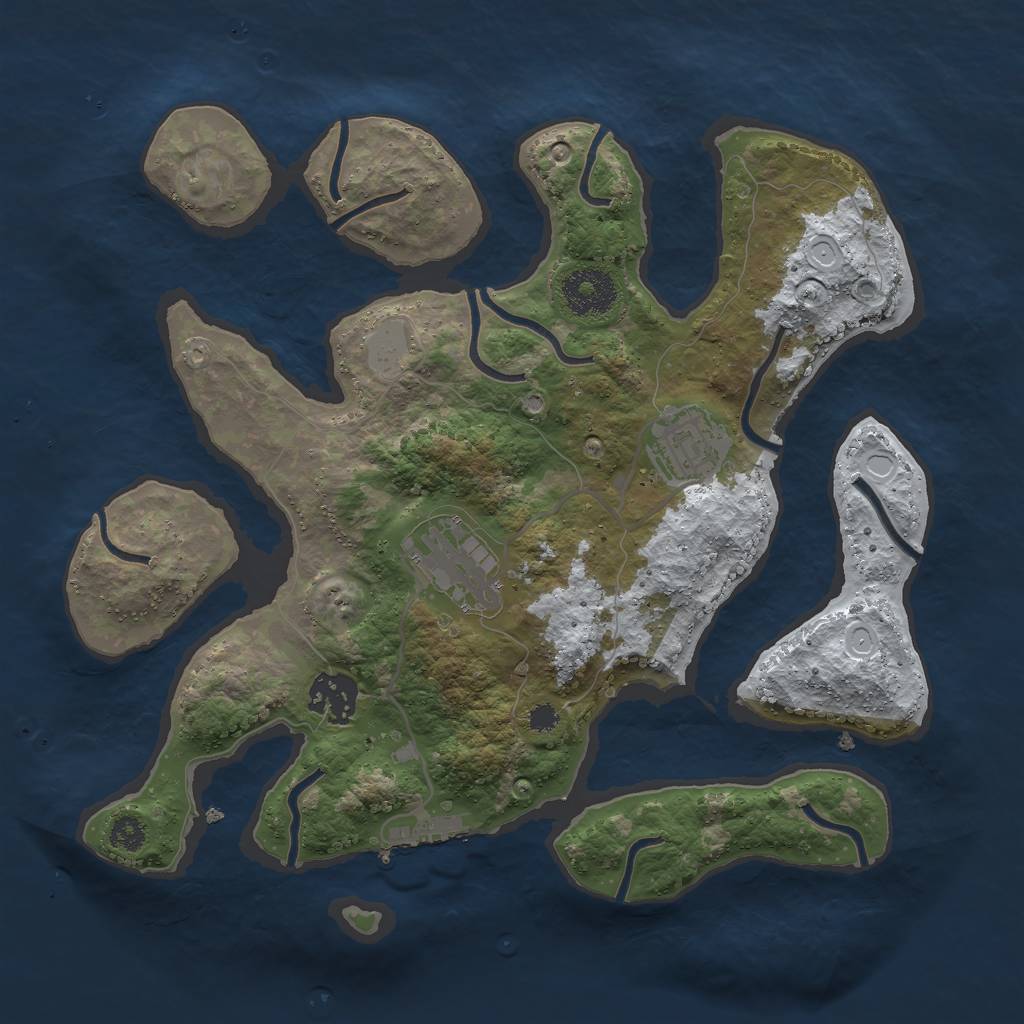 Rust Map: Procedural Map, Size: 3000, Seed: 515487291, 9 Monuments