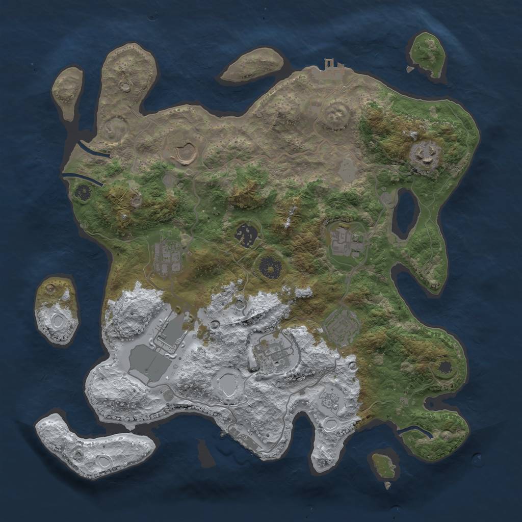 Rust Map: Procedural Map, Size: 3500, Seed: 326612, 17 Monuments