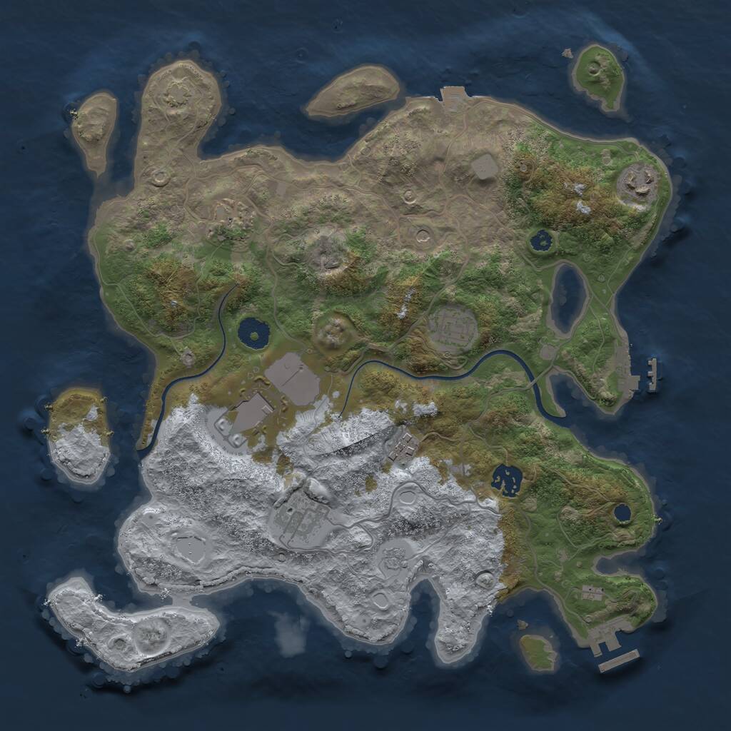 Rust Map: Procedural Map, Size: 3500, Seed: 326612, 13 Monuments