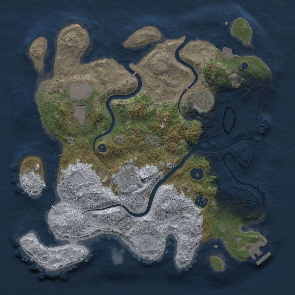 Rust Map: Procedural Map, Size: 3500, Seed: 326612, 11 Monuments