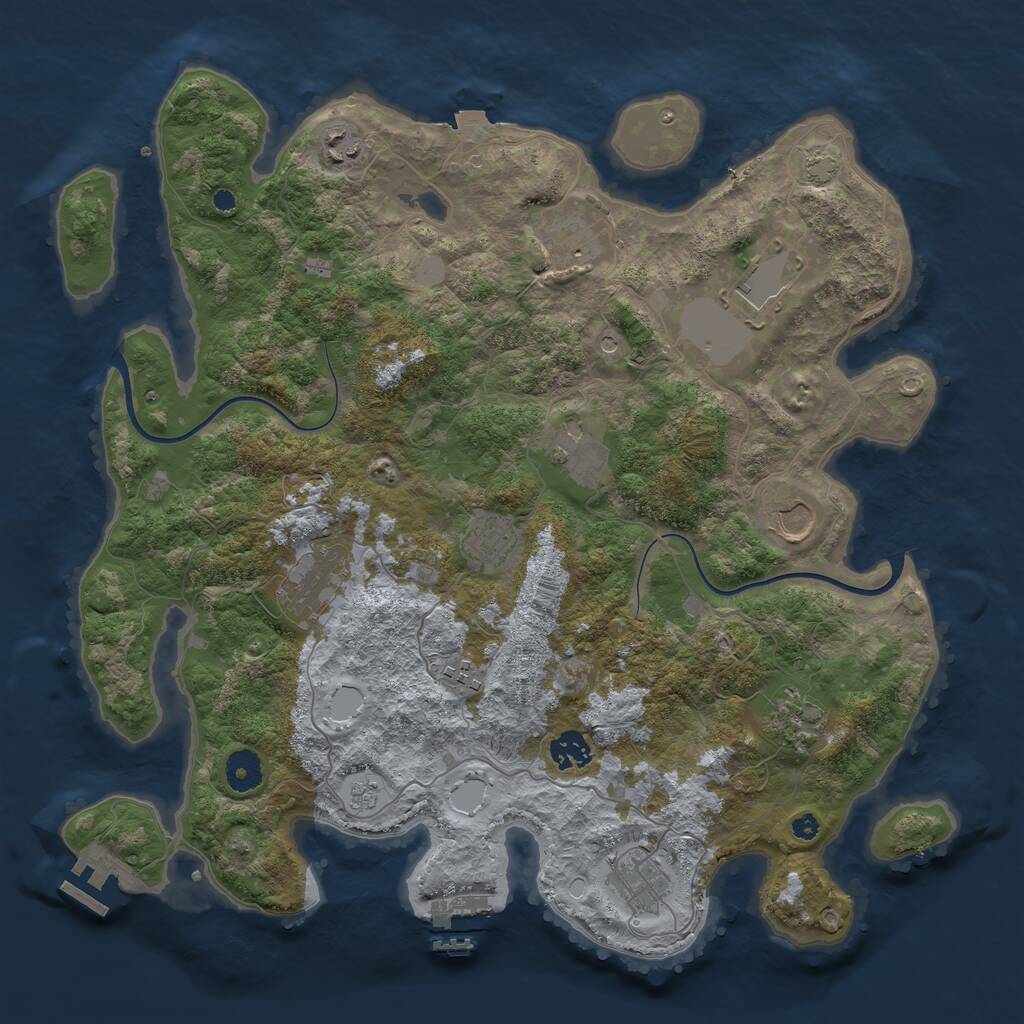 Rust Map: Procedural Map, Size: 3900, Seed: 2165498, 17 Monuments