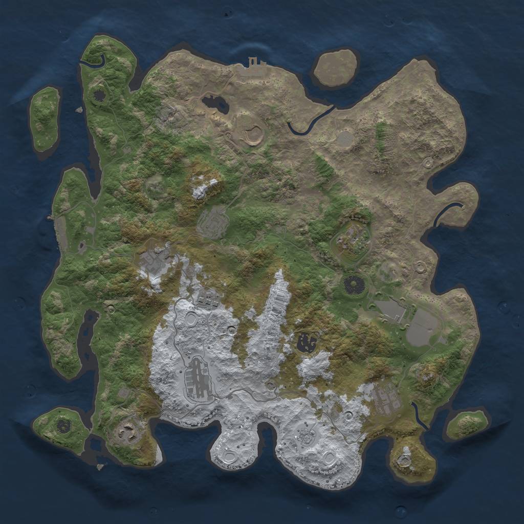 Rust Map: Procedural Map, Size: 3900, Seed: 2165498, 19 Monuments