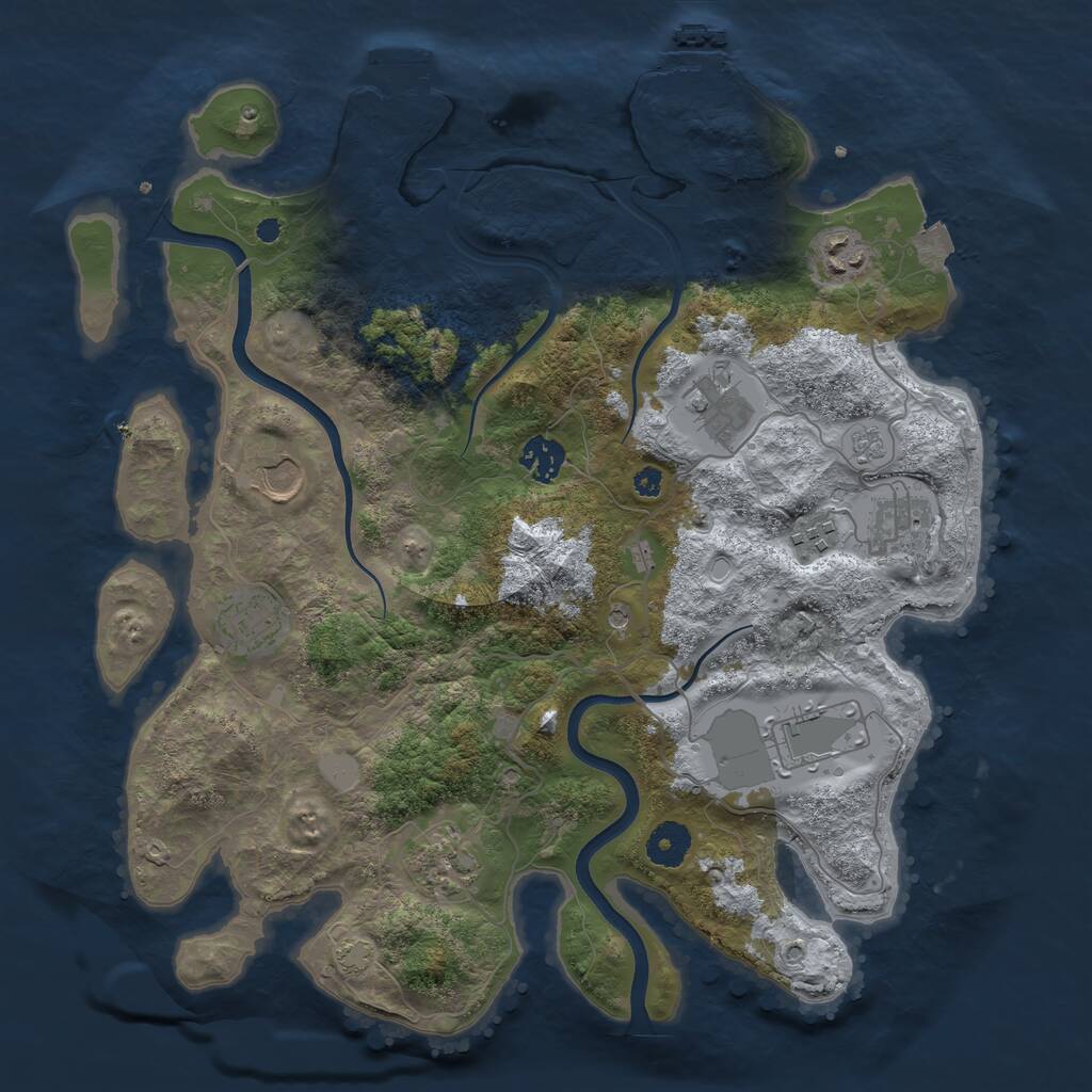 Rust Map: Procedural Map, Size: 3700, Seed: 1967389379, 15 Monuments