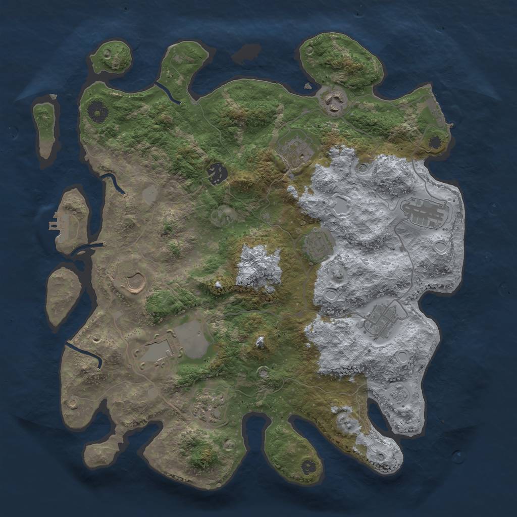 Rust Map: Procedural Map, Size: 3700, Seed: 1967389379, 18 Monuments