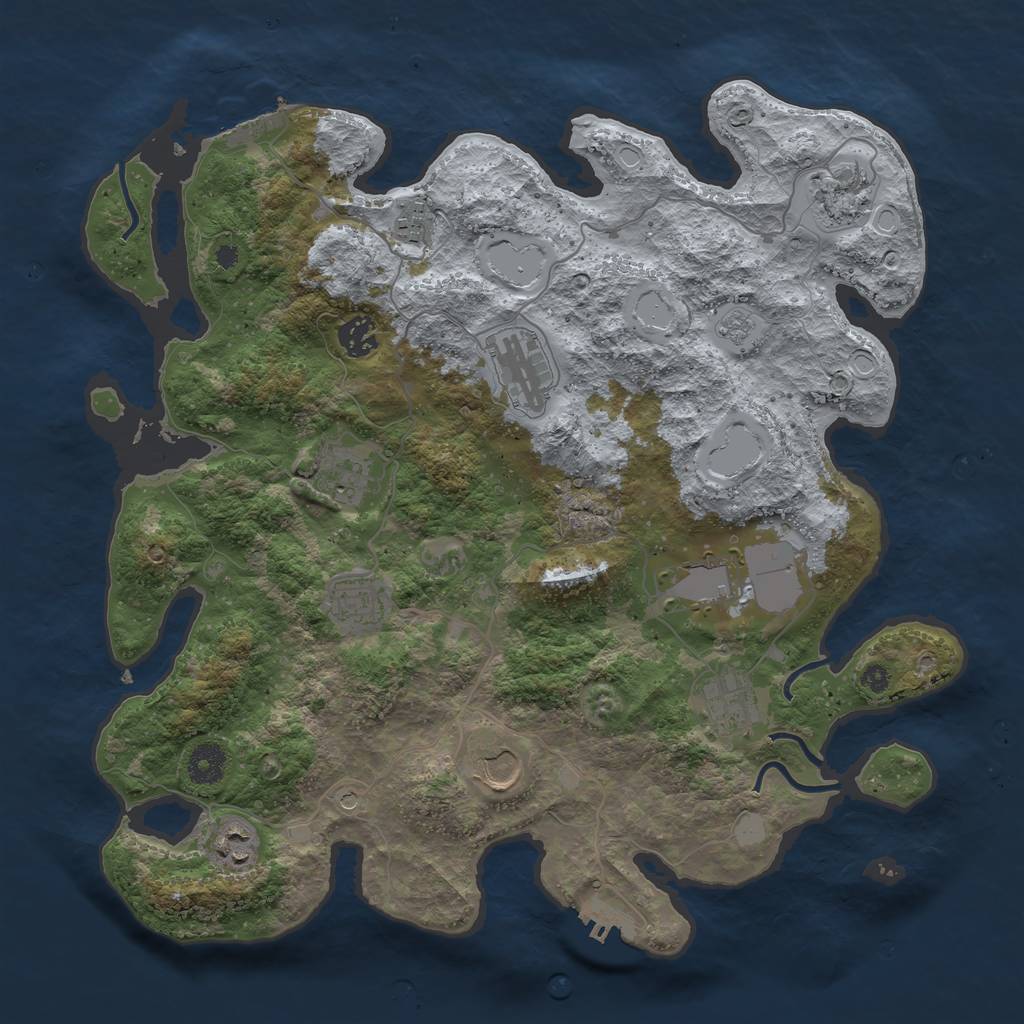 Rust Map: Procedural Map, Size: 3800, Seed: 1221, 19 Monuments