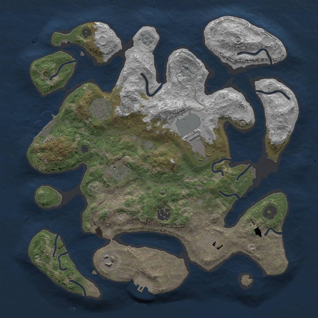 Rust Map: Procedural Map, Size: 3500, Seed: 249535, 15 Monuments