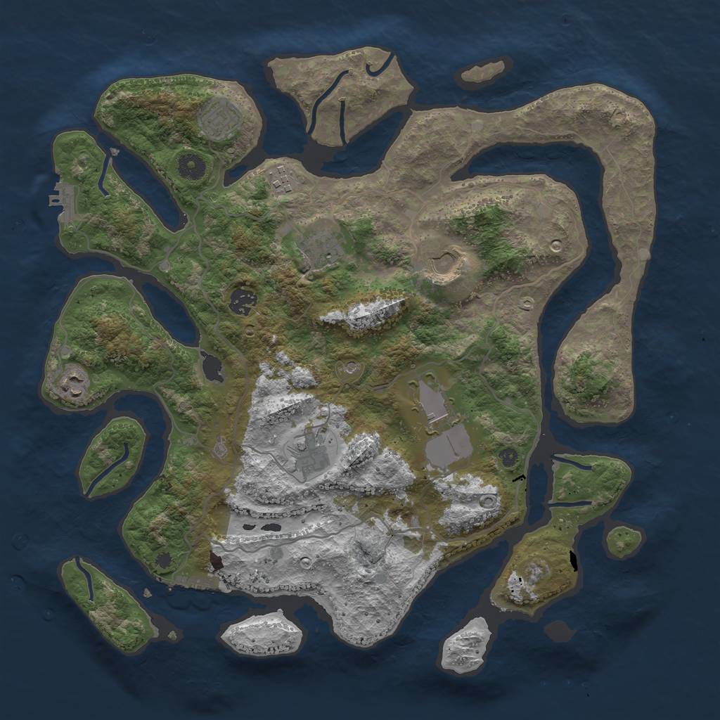 Rust Map: Procedural Map, Size: 4000, Seed: 13837, 13 Monuments