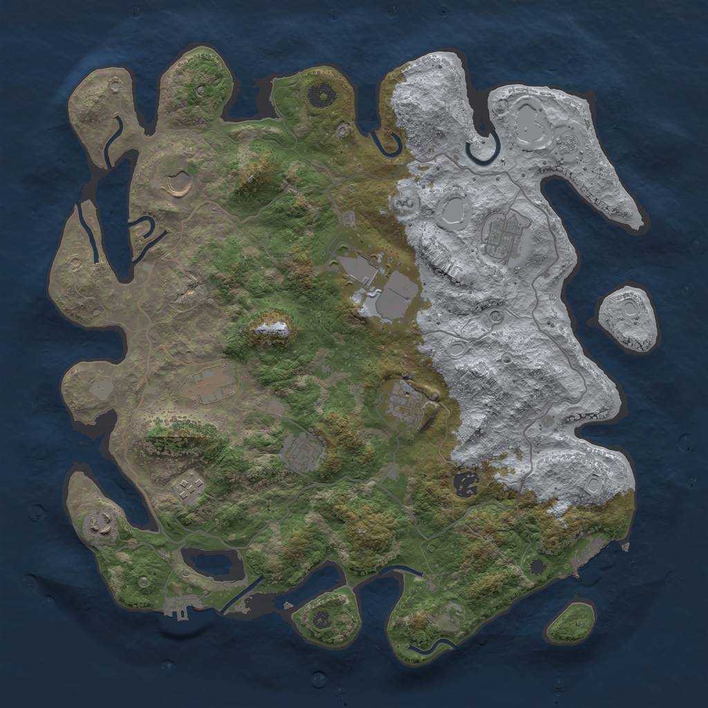 Rust Map: Procedural Map, Size: 4000, Seed: 1058, 16 Monuments