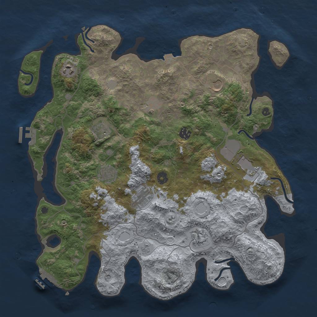 Rust Map: Procedural Map, Size: 4000, Seed: 9863622, 17 Monuments