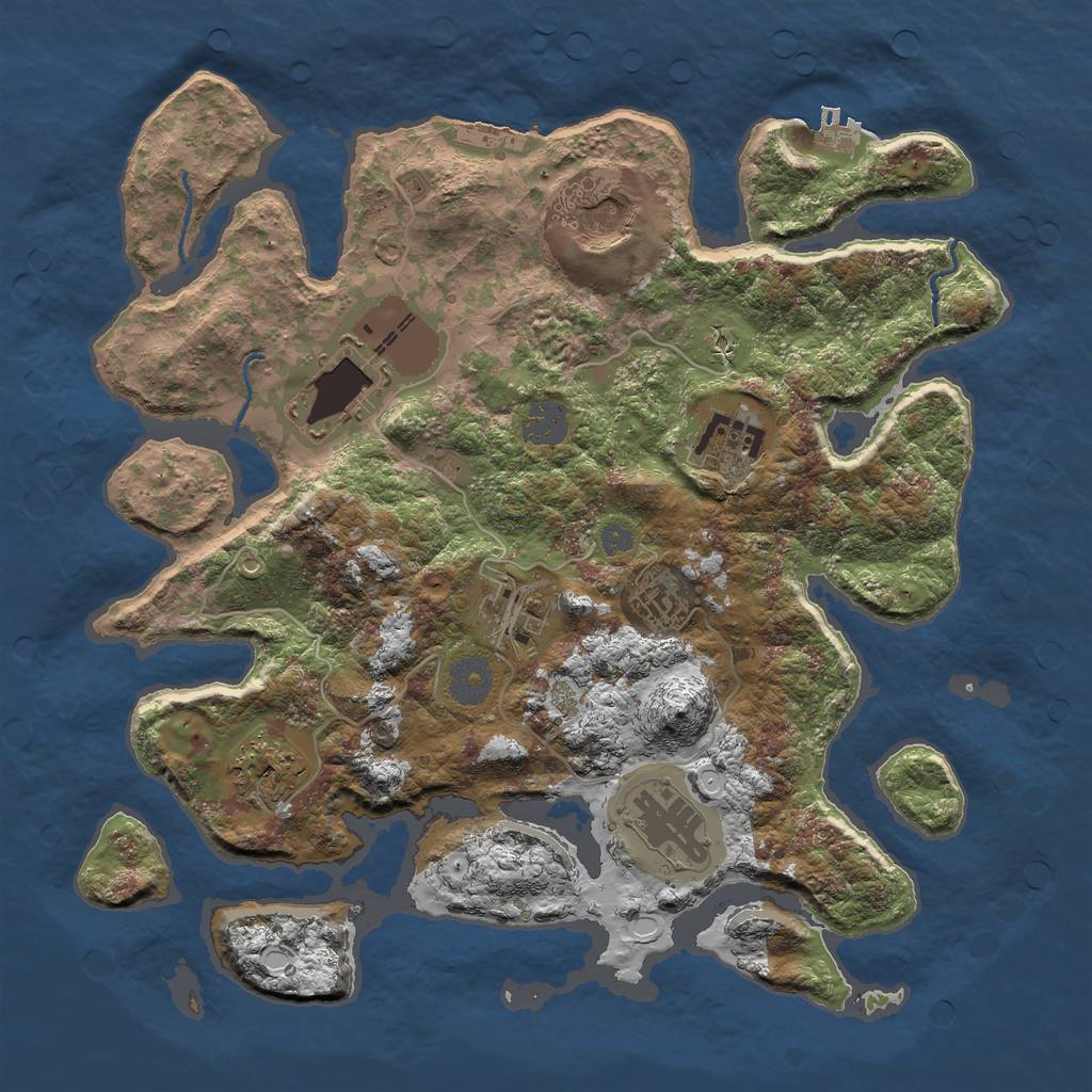 Rust Map: Procedural Map, Size: 3500, Seed: 15262, 14 Monuments