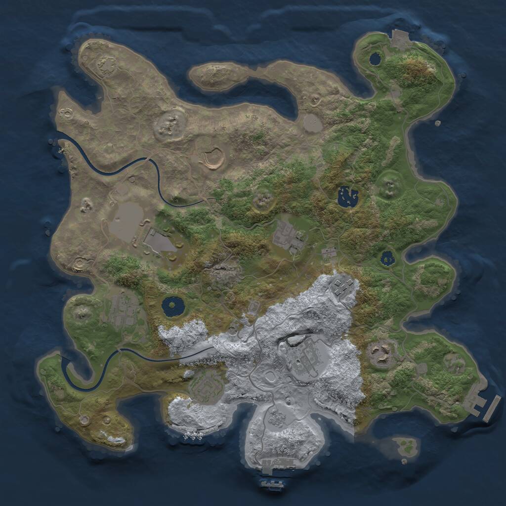 Rust Map: Procedural Map, Size: 3500, Seed: 15262, 15 Monuments