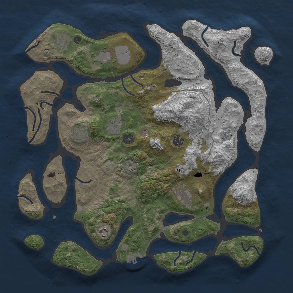 Rust Map: Procedural Map, Size: 4000, Seed: 1966, 12 Monuments