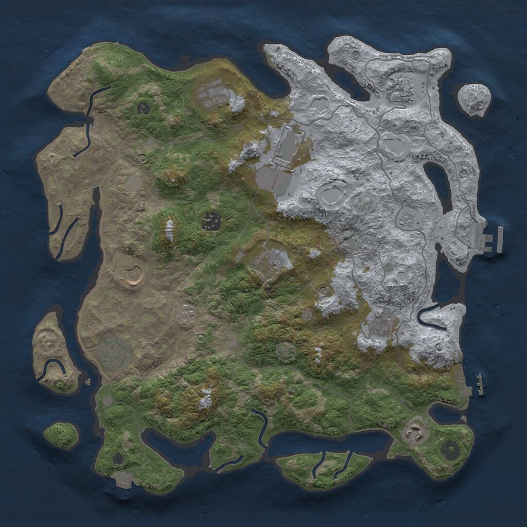 Rust Map: Procedural Map, Size: 4000, Seed: 1966, 16 Monuments