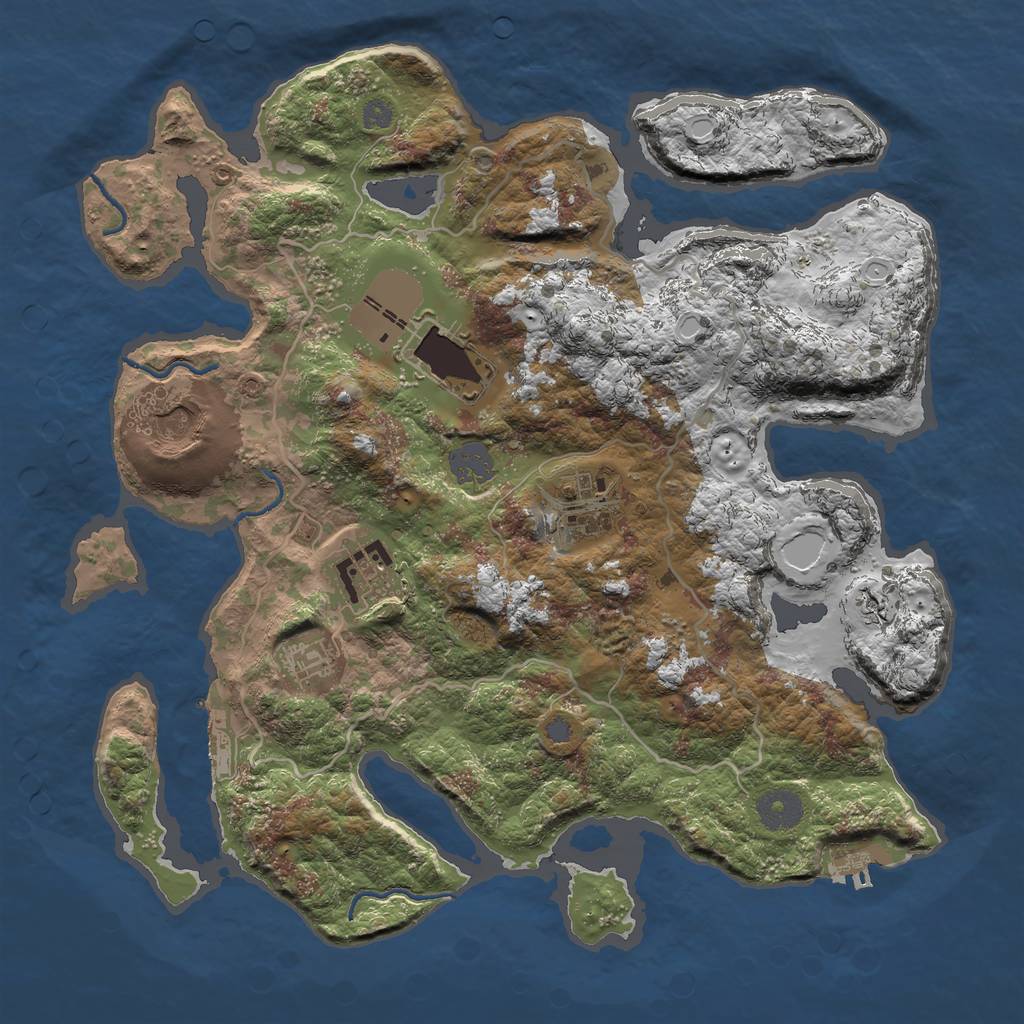 Rust Map: Procedural Map, Size: 3500, Seed: 1996, 12 Monuments