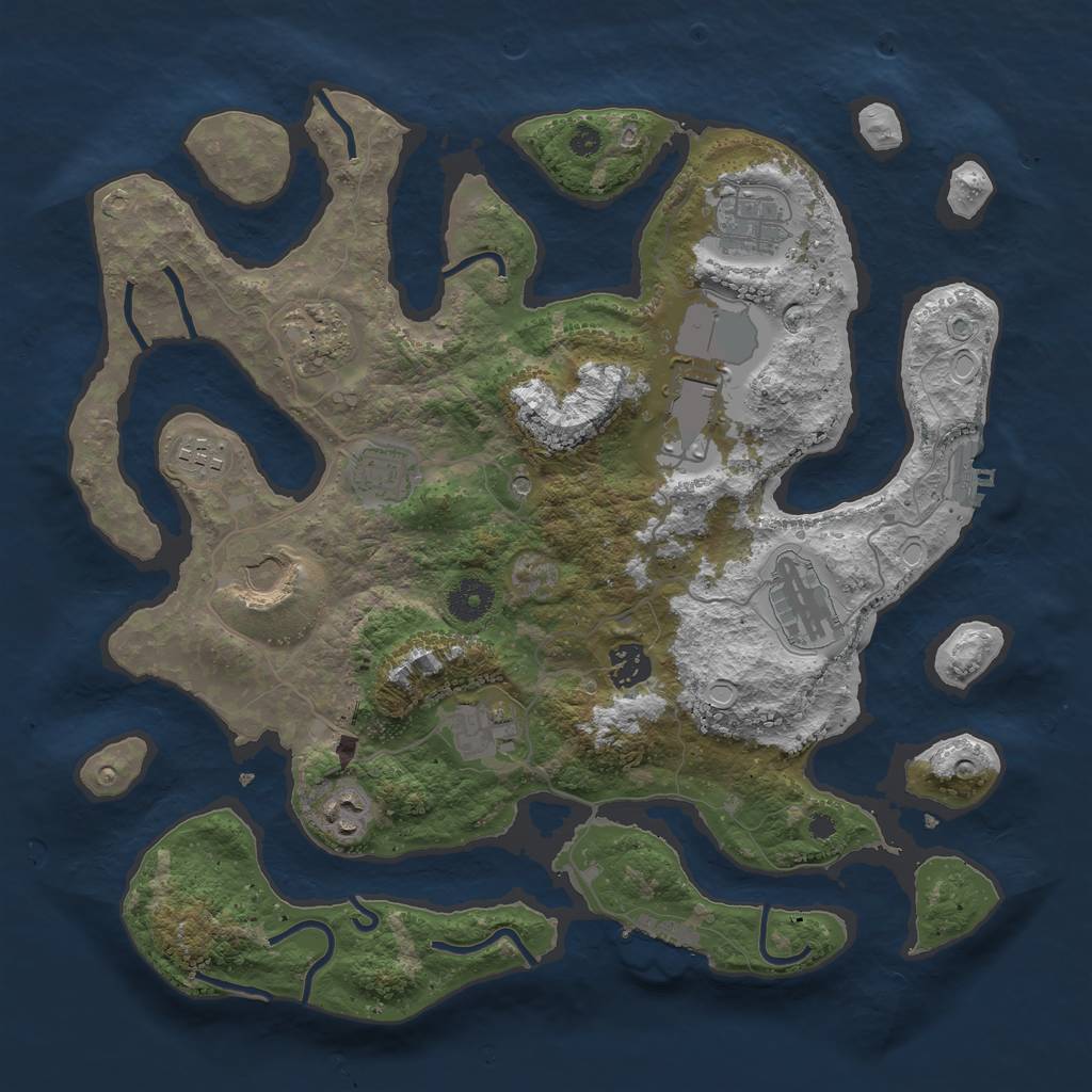 Rust Map: Procedural Map, Size: 3700, Seed: 798787398, 18 Monuments