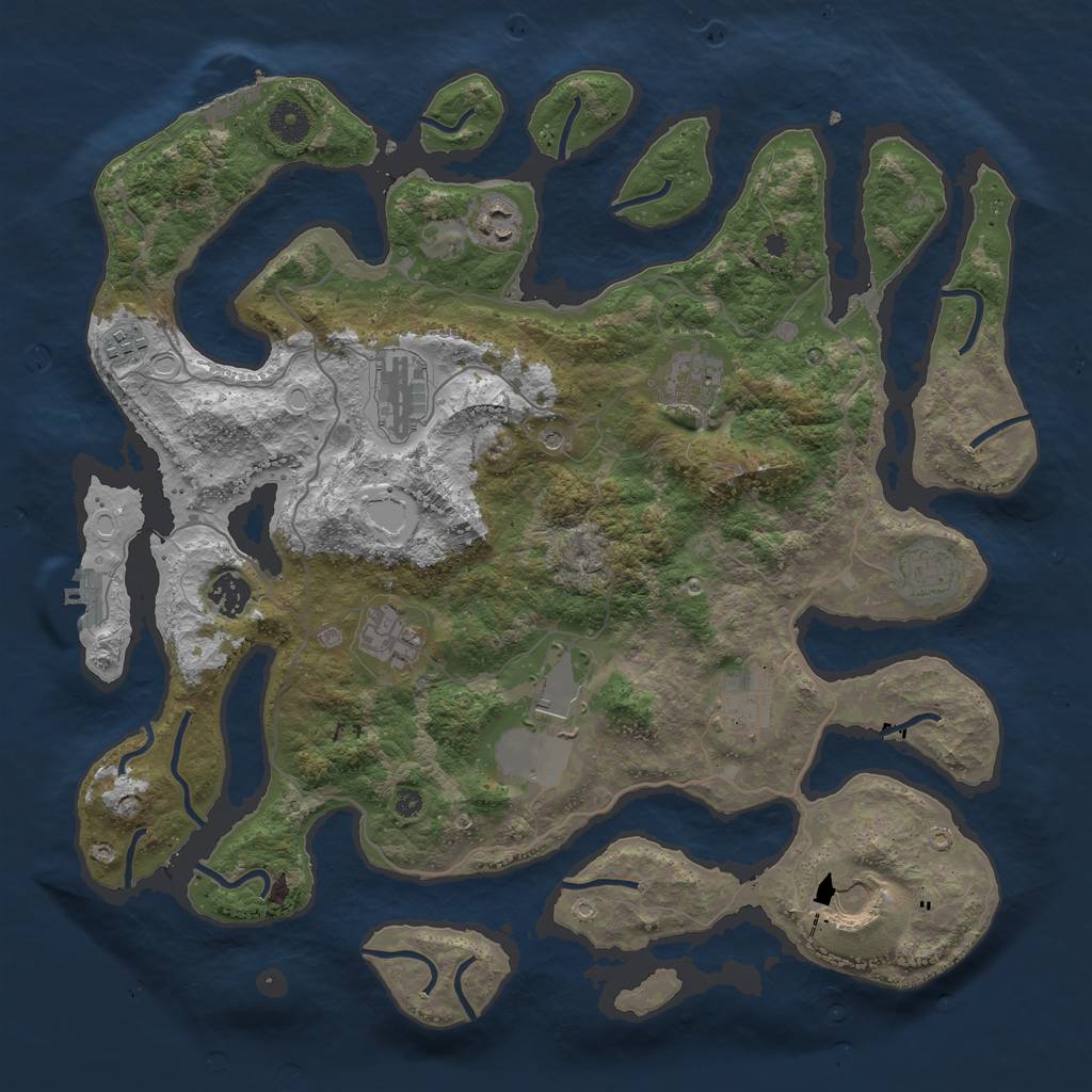 Rust Map: Procedural Map, Size: 4000, Seed: 1472129308, 18 Monuments