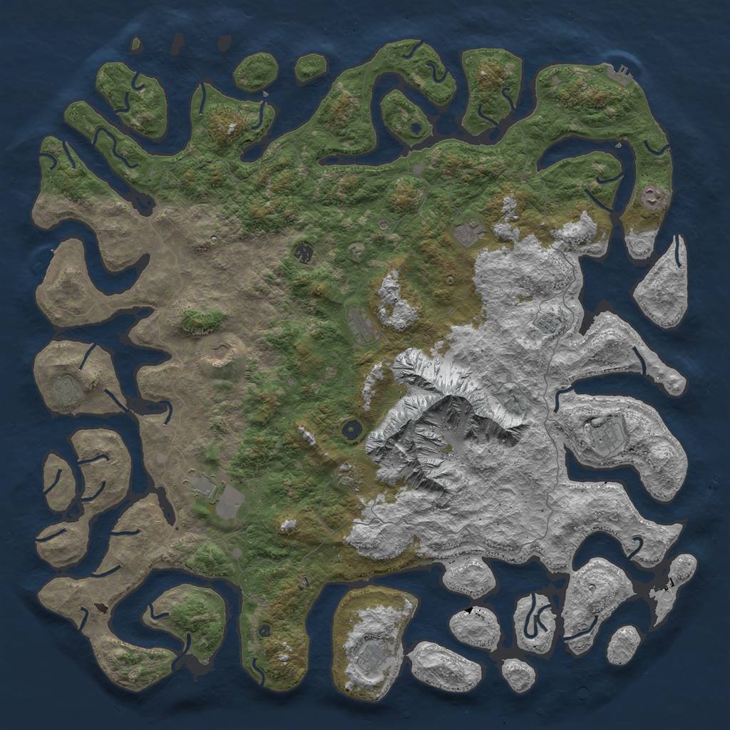 Rust Map: Procedural Map, Size: 6000, Seed: 1514128, 19 Monuments