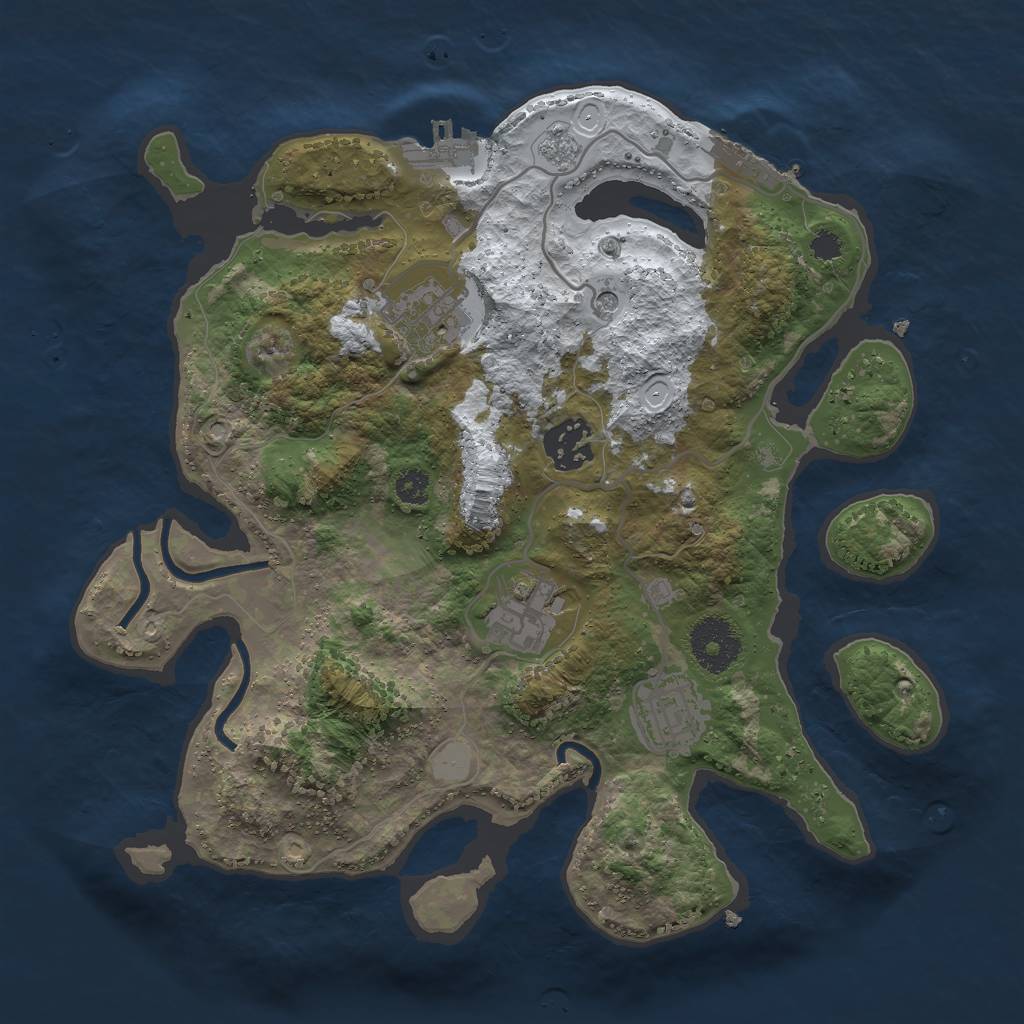 Rust Map: Procedural Map, Size: 3000, Seed: 38725230, 13 Monuments