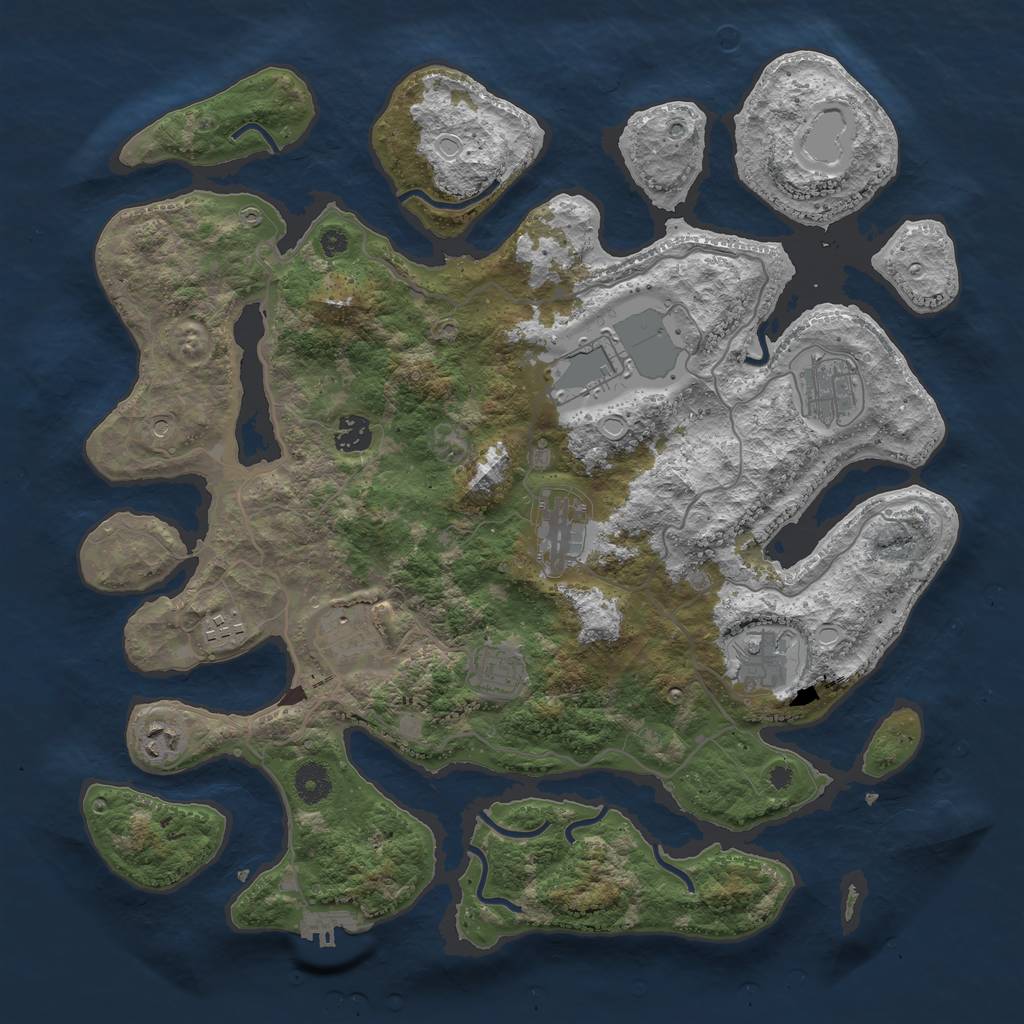 Rust Map: Procedural Map, Size: 4000, Seed: 635323, 19 Monuments