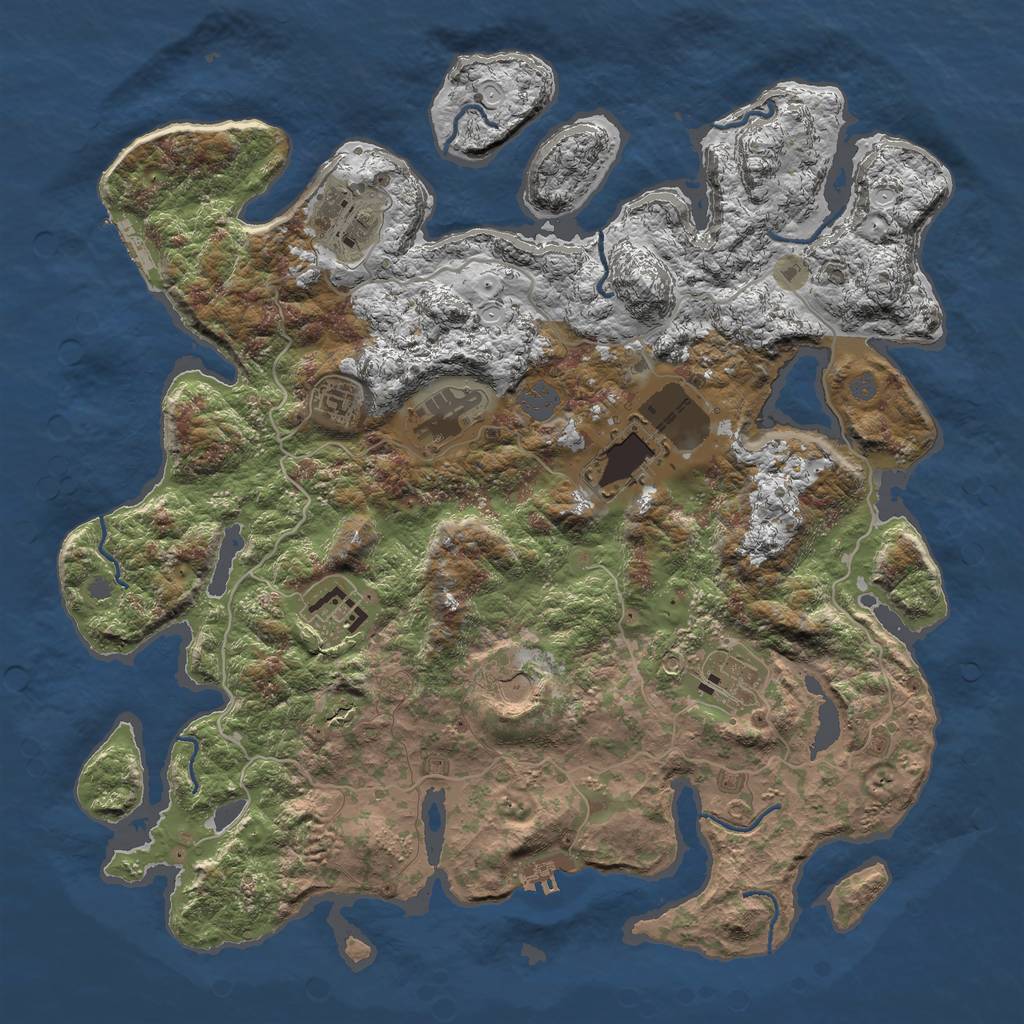 Rust Map: Procedural Map, Size: 4000, Seed: 48144057, 14 Monuments