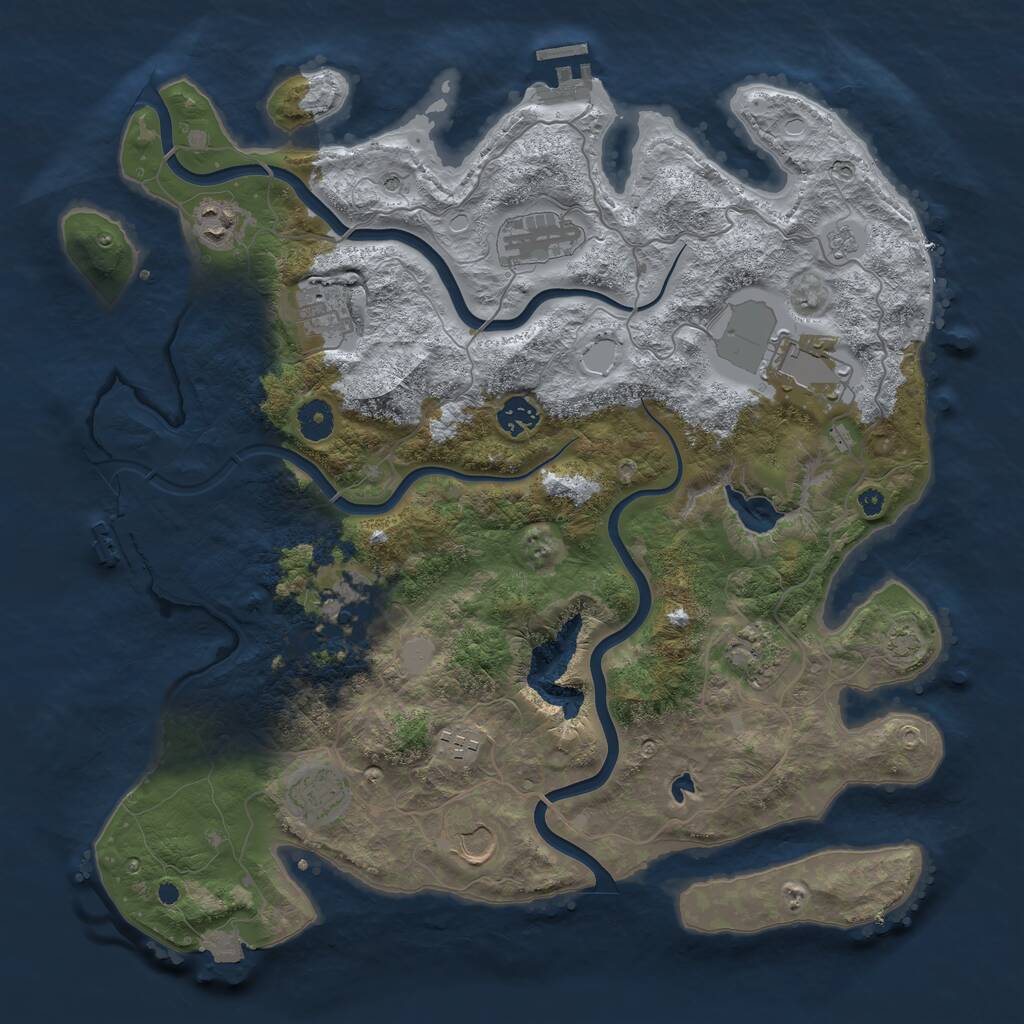Rust Map: Procedural Map, Size: 4000, Seed: 48144057, 16 Monuments