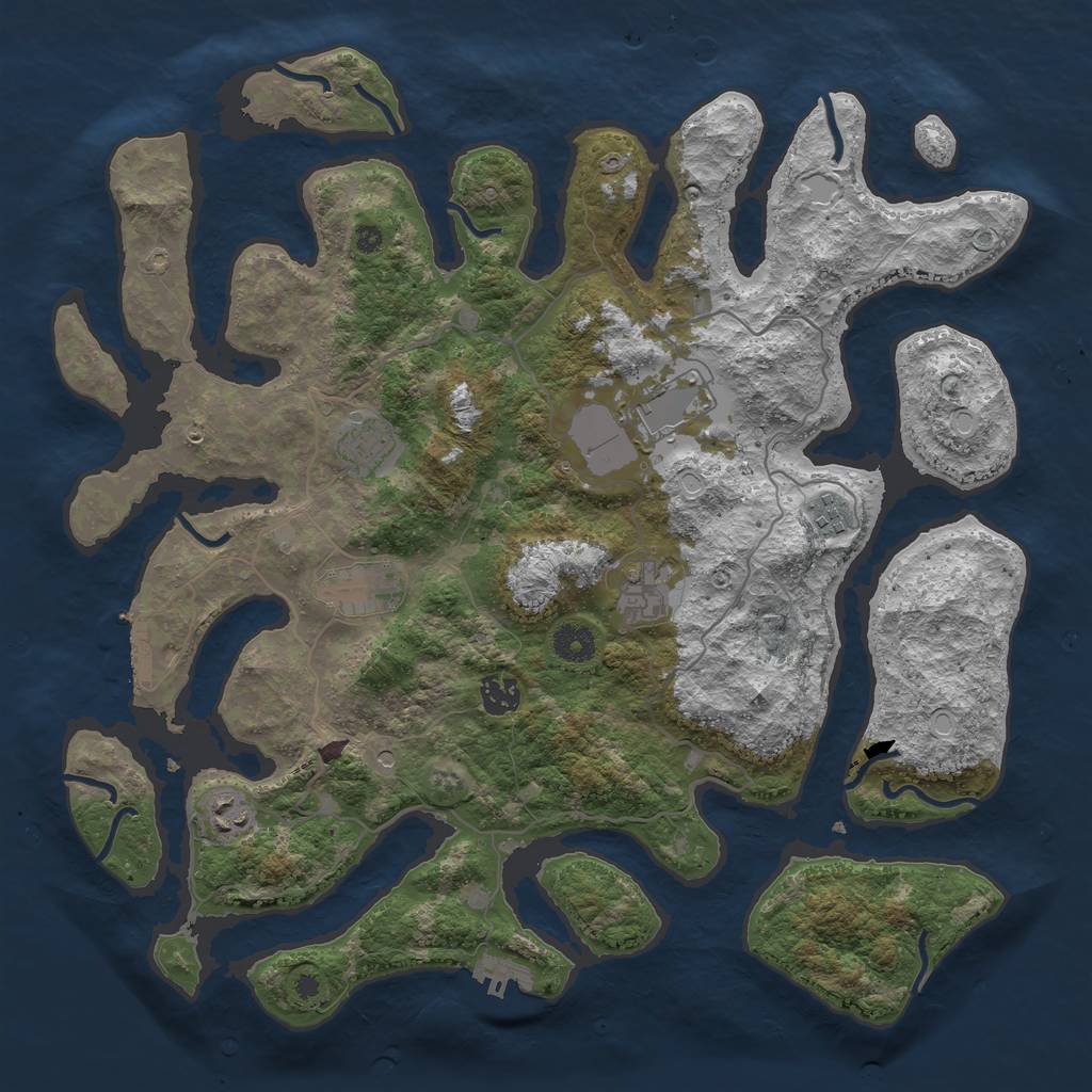 Rust Map: Procedural Map, Size: 4000, Seed: 1250, 15 Monuments