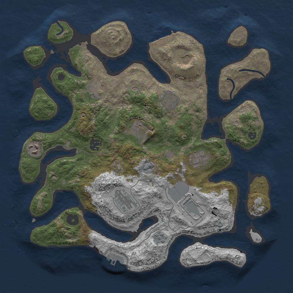 Rust Map: Procedural Map, Size: 3700, Seed: 4568, 21 Monuments