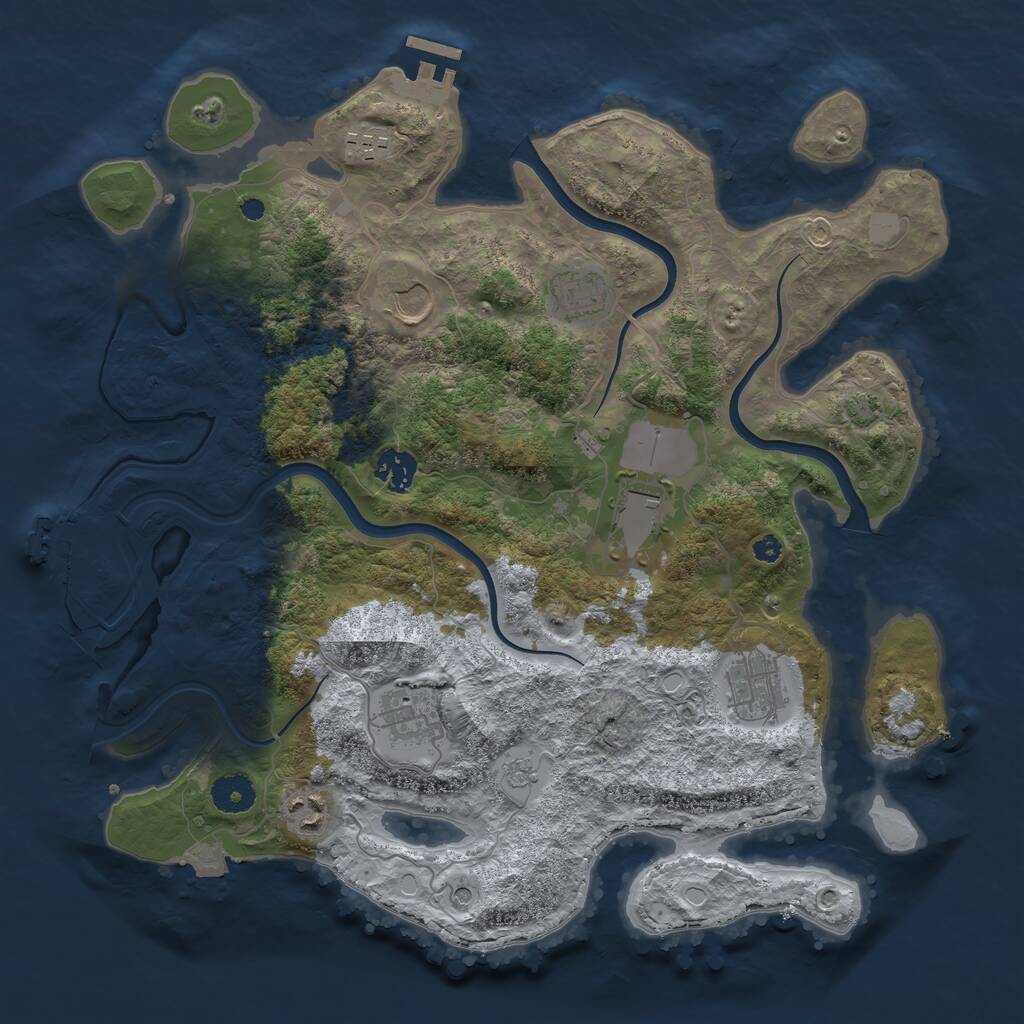 Rust Map: Procedural Map, Size: 3700, Seed: 4568, 14 Monuments